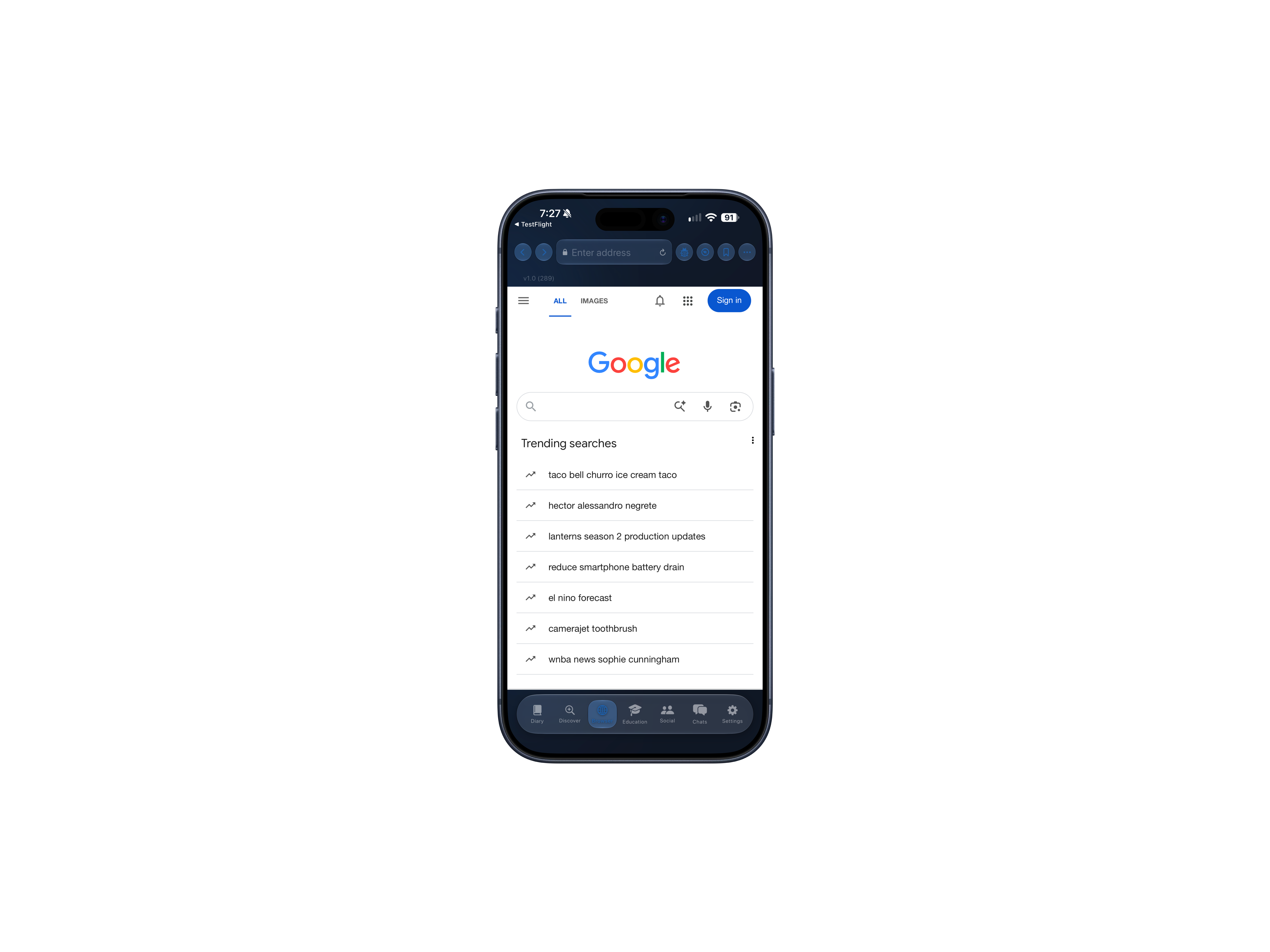 Strain Diary built-in web browser
